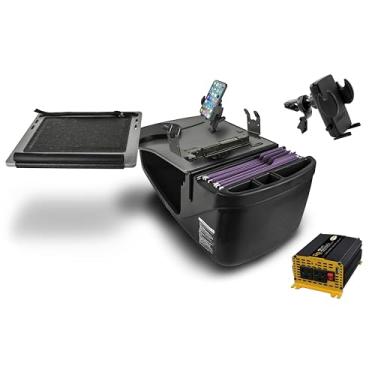 Imagem de AutoExec AE-RDFS-PI-PS-PM-VC-GT Reach Desk banco dianteiro carro mesa e estação de trabalho portátil 400 watt inversor de potência, suporte para impressora, suporte para telefone e clipe de ventilação