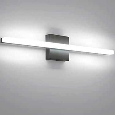 Imagem de Combuh Lâmpada de parede LED para banheiro regulável IP44 Espelho luminária 24 polegadas Lâmpada de parede interior 14W Moderno Cool White 6000K Preto