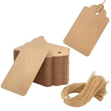 Imagem de VGOODALL 150PCS Kraft Paper Gift Tags with Strings，Brown Blank Tags Hanging Labels for Gift Bags Box Name Tags Clothes Price Tags