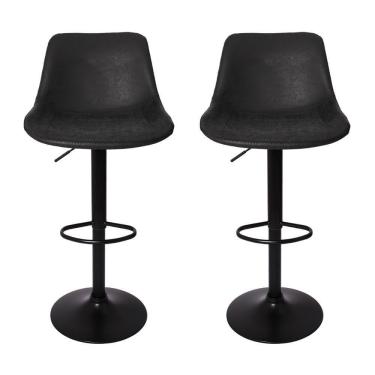 Imagem de Kit 2 Banquetas Estofadas c/encosto p/Cozinha Gir.Preta