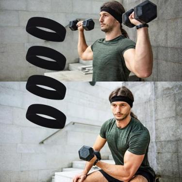 Imagem de Bandanas para mulheres e homens, antiderrapantes, elásticas para treino, ioga, corrida, faixas de cabeça para cabelo feminino, 4 peças