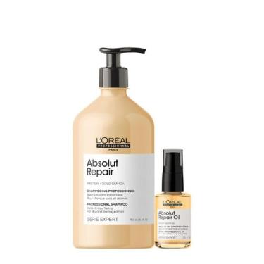 Imagem de Kit L'Oréal Professionnel Absolut Repair Gold Shampoo 750 Oil 30 (2 pr