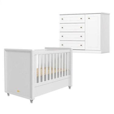 Imagem de Berço Tutto New E Cômoda Infantil Americano Branco Fosco - Matic - MAT