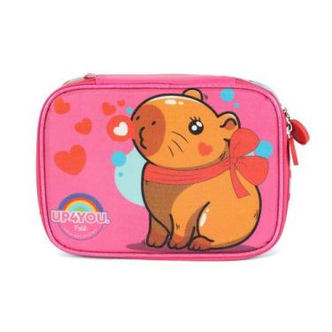 Imagem de Estojo Escolar Box Capivara Juvenil 100 Pens Original Up4you, Pink