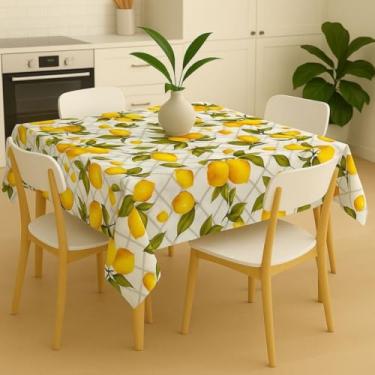 Imagem de Toalha de Mesa Quadrada Oxford para 4 Cadeiras – Elegante Durável e Ideal para Decoração de Cozinha (LIMÃO BRANCO)