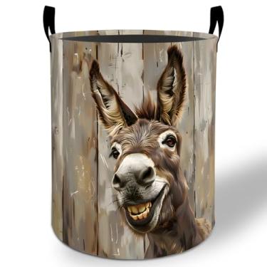 Imagem de Cesto de roupa suja Burro, 50 x 40 cm, animal engraçado, dobrável, impermeável, balde de armazenamento de roupas Oxford para quarto, banheiro, quarto de bebê, decoração de berçário, caixas