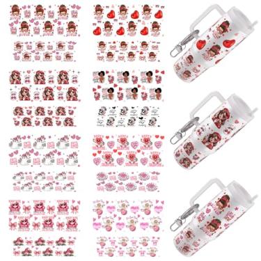 Imagem de DORSBABY Mini porta-chaves UV DTF, 16 folhas, dia dos namorados, envoltórios UV DTF para chaveiro de hotel, em branco, esfregar à prova d'água para artesanato