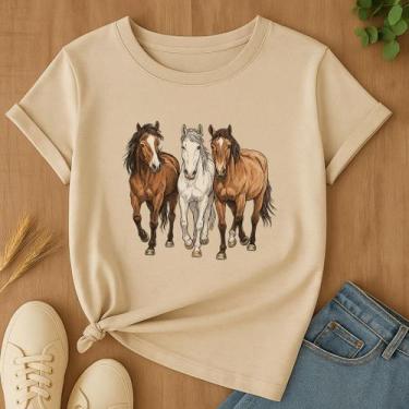 Imagem de Camiseta Feminina Algodão Boiadeira Cavalo Country Blusinha - Agro Cow