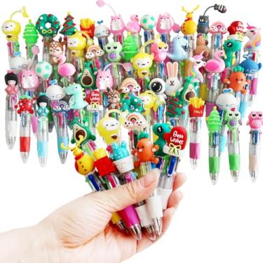 Imagem de Zenfro 100 peças de mini canetas multicoloridas em uma esferográfica Kawaii 4 em 1, presentes a granel para aniversários, prêmios escolares