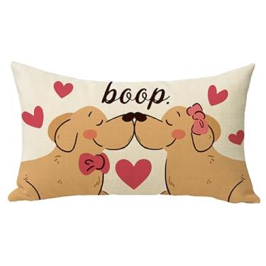 Imagem de Fjfz Capa de almofada decorativa para o dia dos namorados, 30,5 x 50,8 cm, retangular, fofo, coração, decoração de casa ao ar livre, dono de animais de estimação, presente para amantes, aniversário