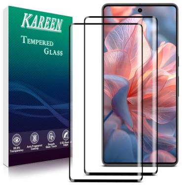 Imagem de KAREEN Pacote com 2 protetores de tela projetados para filme de vidro temperado Google Pixel 7 Pro 5G, cobertura total 3D, dureza 9H, antiarranhões, compatível com capas