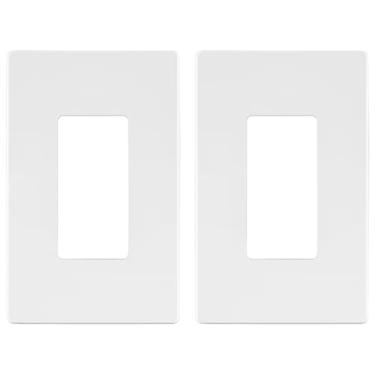 Imagem de LIDER Capa de interruptor decorador de acabamento fosco, placa de parede sem parafusos, tamanho médio, 12,4 cm x 7,9 cm, termoplástico de policarbonato inquebrável, listado na UL, LSWP-31M-W2P, branco
