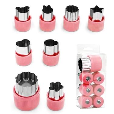 Imagem de Conjunto de 8 peças de cortadores de biscoito de aço inoxidável, molde de carimbos com estampa de flor, ideal para feriados e uso diário