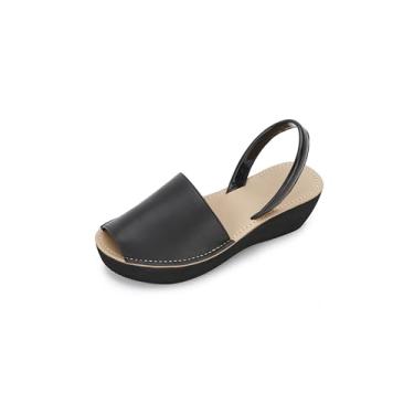 Imagem de Kenneth Cole REACTION Sandália feminina de cunha de vidro fino, Couro preto, 35