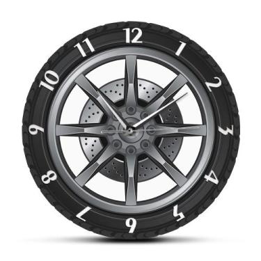 Imagem de Relógio de parede Creative 3D Car Wheel 30cm Non-Ticking Retro - yiwei