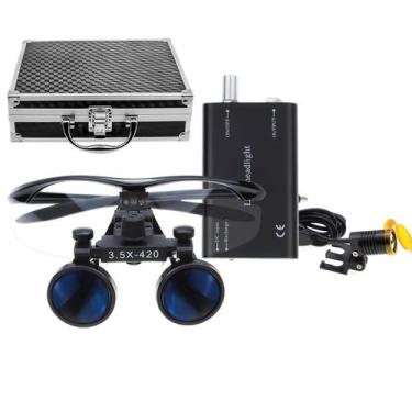 Imagem de Vidro óptico Loupe Global 3.5X +lâmpada de cabeça com clipe de 3 W - G