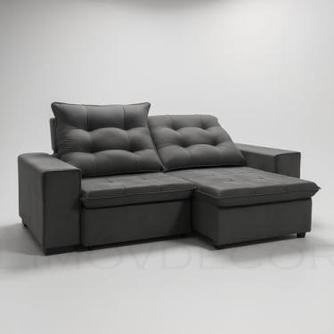 Imagem de Sofá Conforto Plus Reclinável e Retrátil Aurora Veludo LIMOV (Cinza Chumbo, 1,50m)