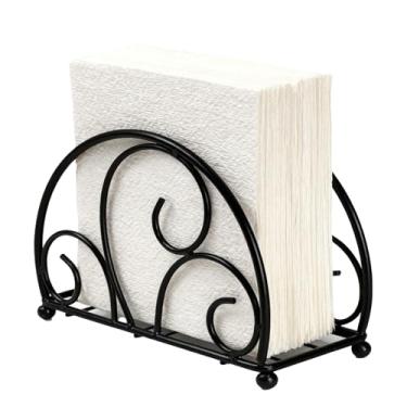 Imagem de Porta-guardanapos de metal moderno - adequado para cozinha, sala de jantar, bancadas e guardanapos de coquetel - perfeito para qualquer decoração de quarto (preto)