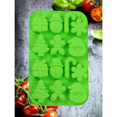 Imagem de Moldes de silicone doce boneco de neve homem de gengibre árvore moldes de cozimento verde