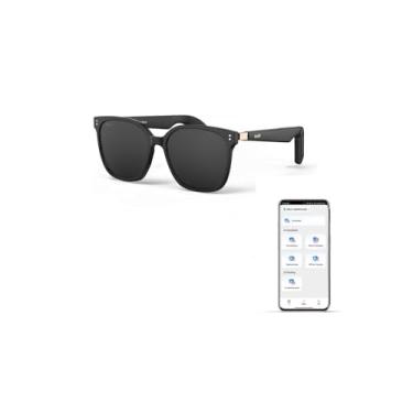 Imagem de GetD Óculos de sol Bluetooth para homens/mulheres, tradutor de IA, vida útil da bateria 11H, lentes polarizadas, proteção UV, controle de voz, microfone e alto-falantes embutidos, óculos inteligentes