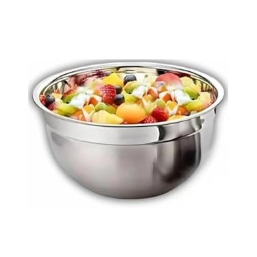Imagem de Tigela Aço Inox 20 cm Bowl Reforçada Pequena Multiuso Cozinha Preparo Salada Uso Profissional Doméstico