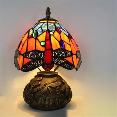 Imagem de Luminária de mesa retrô americana de luxo e criativa para sala de estar, quarto, cabeceira, escritório, casa de campo ou hotel, com vitral (Estilo 12)