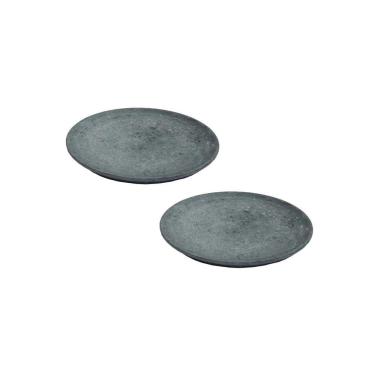 Imagem de Kit 2 Pratos Raso Redondo Pedra Sabão Sobremesa E Bolos 30Cm