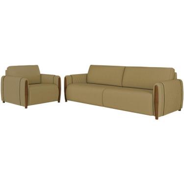 Imagem de Kit Sofa 223 Cm E Poltrona Decorativa Encanto Linho Tce 1025 Moll Tce 1025