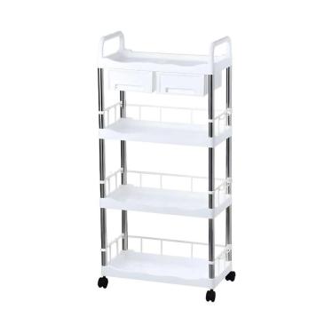 Imagem de Prateleira Multiuso 4 Andares, Rodinhas E Gavetas Branca