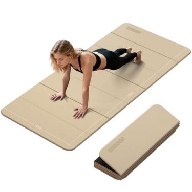 Imagem de Tapete de ioga dobrável espesso de 10 mm-WUWAN extra grande, material TPE, tapetes dobráveis antiderrapantes para atividades físicas fáceis de transportar para casa, treino, viagem, pilates (190 cm x