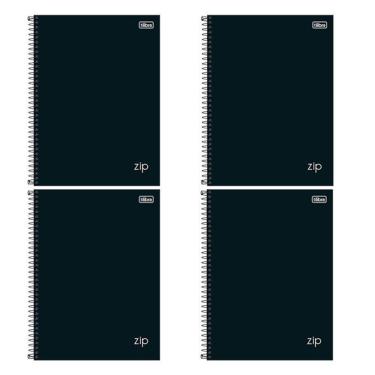 Imagem de Caderno Espiral Universitário Zip 80 Folhas Preto 4 Unidades - Tilibra