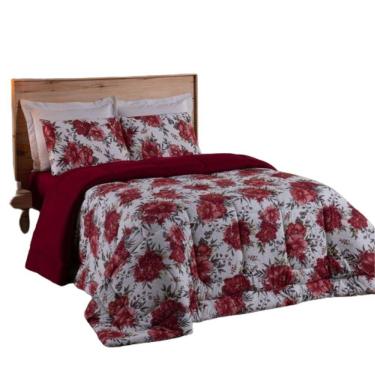 Imagem de Coberdrom Solteiro Em Malha De Algodão Fio Penteado Vermelho