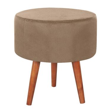 Imagem de Puff Puf Redondo Pes Palito 44x40cm Suede Marrom Claro Mpassos Marrom Claro