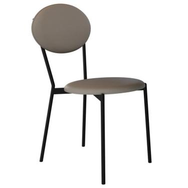 Imagem de Cadeira Estofada Para Sala De Jantar Azuri Preto C01 Courino Cinza - Lyam Decor