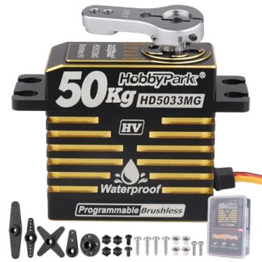 Imagem de HobbyPark 50kg Servo High Torque Waterproof RC Steering Servo Metal Gear Digital Stainless Steel Gears Aluminum Case for 1/7 1/8 1/10 RC Crawler Car Truck Buggy, Powerful & Fast (Brushless Motor)