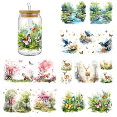 Imagem de KQ18091 6 peças UV DTF Cup Wraps UV DTF Transferência Adesivo Impermeável para Copos de Vidro Mobiliário Artesanato DIY Adesivos de Transferência para DIY Garrafa de Água Laptop Decalque Madeira Carro