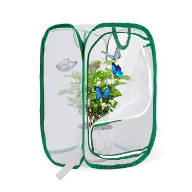 Imagem de Quxddy Gaiola de insetos, habitat de borboleta, cobertura de planta de malha - Gabinete dobrável pop-up de 40,6 x 40 x 61 cm (branco)