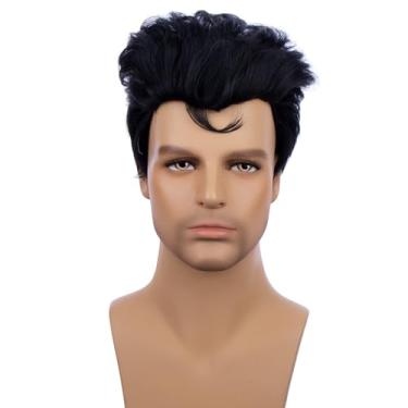 Imagem de WAVELNM Peruca preta curta para meninos e crianças, perucas pretas curtas encaracoladas, perucas sintéticas para fantasia de Halloween