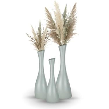 Imagem de Trio de Vasos Decorativos Paris Cerâmica Autêntica Decoração Sala Mesa Aparador Escritório Vaso Moderno (Cimento-Queimado)