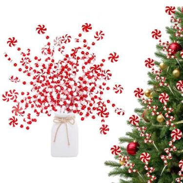 Imagem de 6 peças de flores artificiais de Natal em forma de bengala doce, perfeita para decorações de flores vermelhas e brancas para casa, vaso, guirlanda, vaso doméstico, enfeite de árvore de Natal DIY