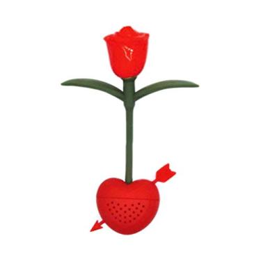 Imagem de Aramox Filtro de chá Rosa, Infusor de chá de Silicone Térmico para chá de Folhas Soltas 250F a -40F para Amantes de chá e Uso Diário (vermelho)