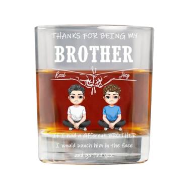 Imagem de Congrats On Being My Brother Copo de uísque personalizado, copo de bourbon personalizado com nome, presentes engraçados de aniversário, amizade de fraternidade (estilo 2)