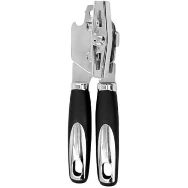 Imagem de Abridor de Latas Aço Inox com Manivela - Robusto, Antiderrapante e Seguro para Todas as Latas (Atum, Sardinha, Milho) - Preto