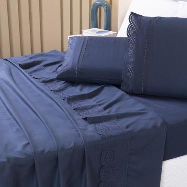 Imagem de Kit Roupa De Cama Jogo de Lençol Casal Queen 03 Peças 400 Fios Micrope