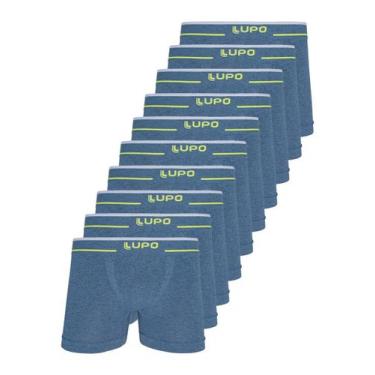 Imagem de Kit com 10 Cuecas Boxer Lupo 17800-001 Plus Size, Azul, XG