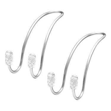 Imagem de NYTKL 2 ganchos de encosto de cabeça de carro, ganchos automotivos de diamante brilhante, ganchos de banco traseiro de aço inoxidável, strass universal, fofo, organizador de assento para bolsa