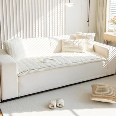 Imagem de Capas de sofá laváveis, seccionais, em forma de L, capa de sofá de 30 cm, com almofadas traseiras, de veludo cotelê, lavável na máquina, antiderrapante, resistente ao desgaste e durável, fronha branca