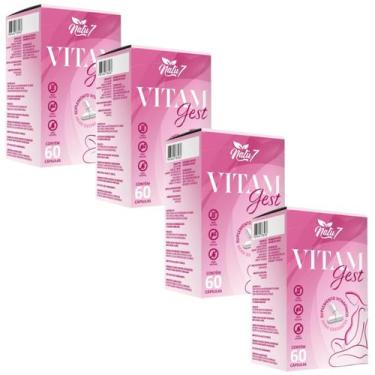Imagem de Kit 4 Suplemento Vitaminas Minerais Vitam Gest 240 Cápsulas Gestante F