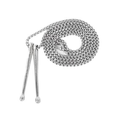 Imagem de Yibuy Colar de baquetas de aço inoxidável para música, pingente de presente, corrente de prata, comprimento de 600 mm