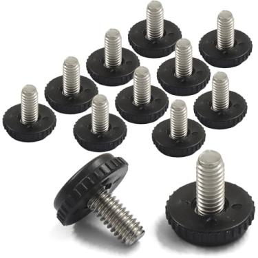 Imagem de Kyuionty Pacote com 12 Niveladores de móveis ajustáveis de 5/40.6 cm-18, pés de nivelamento rosqueados, niveladores de mesa de aço inoxidável para cadeiras/pernas de bancos/armários